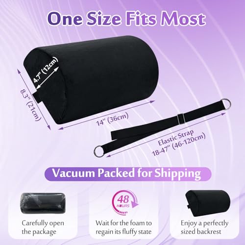 AOSSA BBL Pillow Back Support, Brazilian Butt Lift After Surgery, BBL Chair Lumbar Pillow for Sitting, Driving, Toilet Seat Cushion, BBL Essentials for Women Recovery (Back Support Only) Black