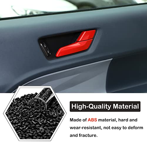 Aunginsy 8Pcs Car Inner Door Handle Switch Panel Trim Cover Compatible with Ford Maverick 2022-2025 Pickup Front Rear Door Handle Bowl Frame Panel Protector Decorative Sticker ABS Interior Accessories - color: Red