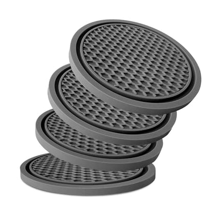 Car Cup Holder Coaster 4 Pack - Non Slip & Shockproof,Flexible PVC Rubber Insert for Car/Truck/SUV/Van (2.75"x0.2") Universal Fit Auto Cup Holders Accessories for Women and Man(Gray) - color: Gray