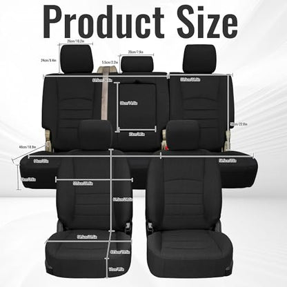 Heavy-Duty High-Density Composite Fabric Seat Covers for Dodge Ram 1500 (2009-2018) & 2500 (2010-2018), Waterproof & Foam Padded Full Set Front and Rear, Easy to Install & Clean - Black - size: Front&Rear