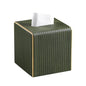 PU Leather Tissue Box Cover Square Tissue Box Holder with Magnetic Closure (Green Fluted) - color: Green Fluted