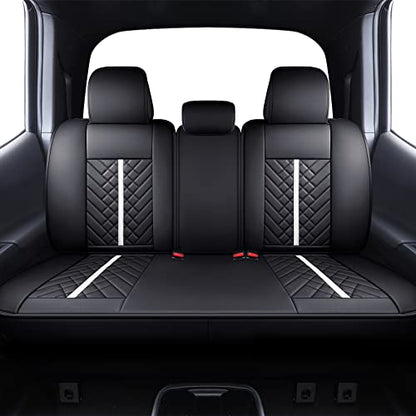 Tacoma Truck Rear Seat Covers 2005-2024 2025 2026 Access Double Cab TRD Sport Offroad Limited SR5 V6 Back Car Cushions with Waterproof Faux Leather(Rear Seat/Black-White) - color: Rear Seat/Black-White