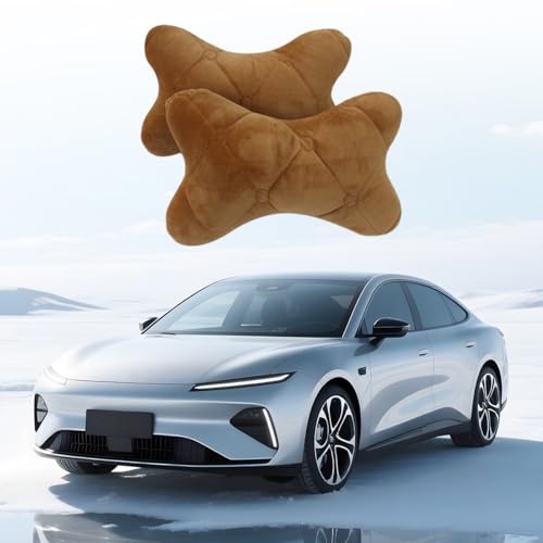 2PCS Car Headrest Pillow, Comfortable Ergonomic Design Vehicle Seat Neck Pillow for Driving Fatigue Relief, Soft Breathable Automotive Interior Head Rest Cushion Pad, Universal Fit (Khaki) - color: Khaki