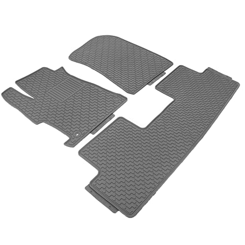 IKON MOTORSPORTS, Custom Fit Floor Mats Compatible with 2012-2015 Honda Civic Sedan 4-Door, Gray/Grey Latex Rubber All Weather Car Auto Front Rear Carpets Liner 3PC Set Protector, 2013 2014