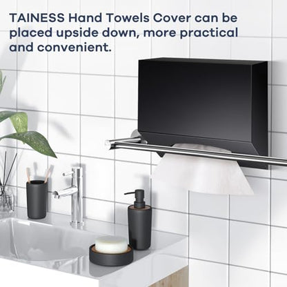 Acrylic Hand Towel Box Cover Compatible with Kleenex Disposable Hand Towels Wall-Mounted Paper Towel Dispenser Suitable for Tabletop, Bathroom, Car, and Office Use Valentine's Day Gifts (Black) - color: Black