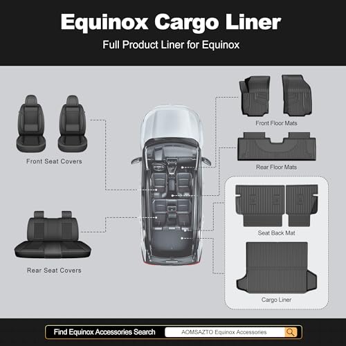 Cargo Liner and Backrest Mat for Chevy Equinox 2018-2024 - Custom Fit All Weather Trunk Mat Seat Back Cover - Car Accessories Interior Protection Rear Cargo Mat (Not for EV) - size: 2018-2024 Equinox