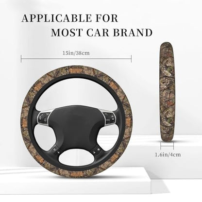 Hunting Camo Elastic Steering Wheel Cover Non-Slip Breathable Steering Wheel Protector Fit Auto, Suvs, Truck - color: Hunting Camo