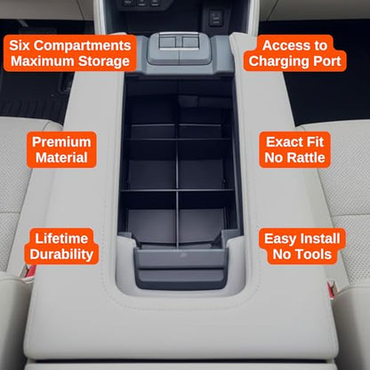 Center Console Organizer for Toyota Grand Highlander (2024-2026) - Made in USA - SLX198 - size: Grand Highlander 2024-2026