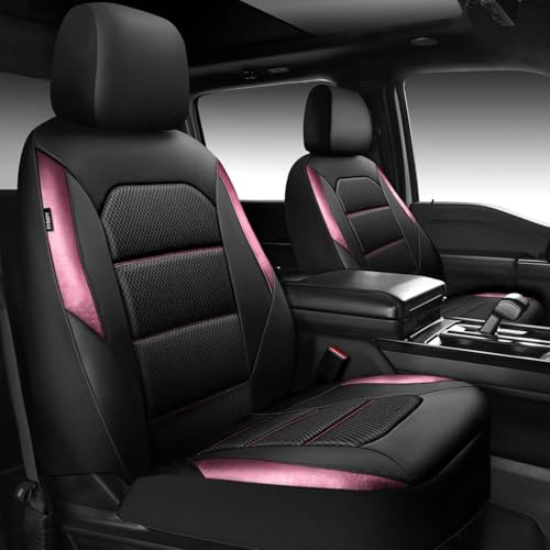 CAR PASS Memory Foam Car Seat Covers,Air Cool Mesh Thick Seat Covers Front Seats,Pink Metal Film Leather Seat Cover for Car,Universal Automotive Comfort for Most Car,Truck,Airbag Compatible,Black Pink - color: black/pink, size: Two Front