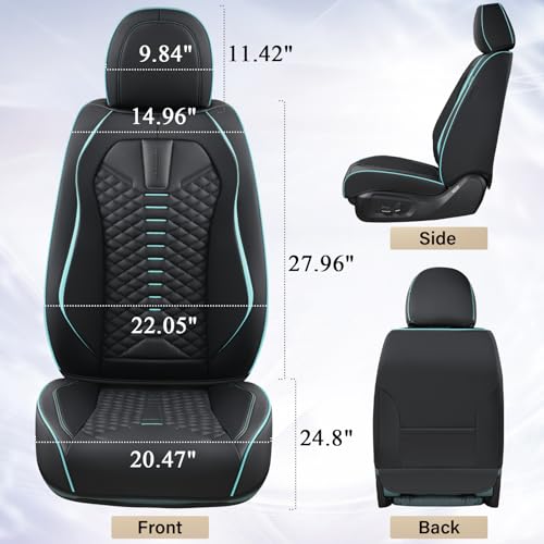 Coverado Seat Covers, Car Seat Cover Front Seats, 2 Pack Universal Seat Covers for Cars, Nappa Leather Waterproof Seat Cover, Car Seat Protectors, Front Seat Cover Fit for Most Cars, Black&Blue
