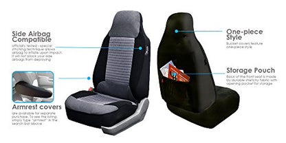 FH Group Full Set Cloth Car Seat Covers - Universal Fit,1-Piece Front Seat Covers, Airbag Compatible, Split Bench Rear Seat Cover, Washable Seat Cover for SUV Hunting
