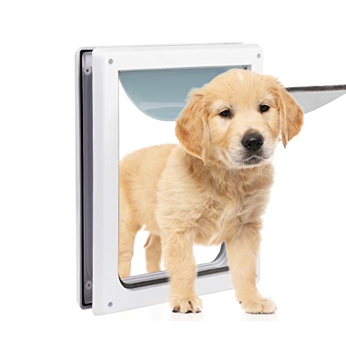 Pet Flap Door 2 Ways Locking Dog Wall Entry Pet Door with Transparent Flap for Dogs (Medium) - size: Medium