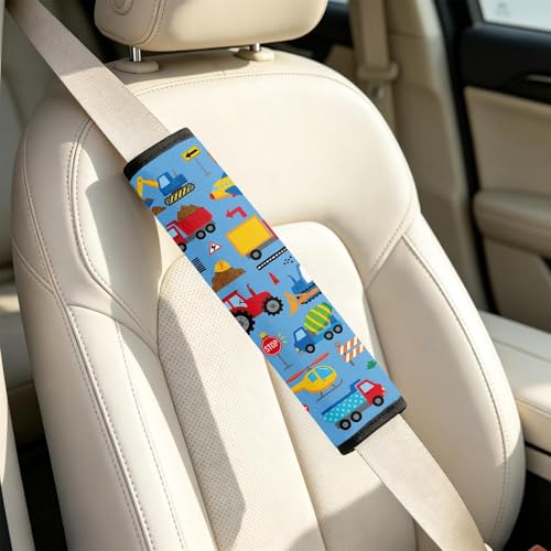 2 Pcs Seat Belt Cover for Kids, Soft Car Seat Strap Pads for Children, Trucks and Vehicles Cars Seat Belt Cushion Pads for Boys and Girls Babies Adults - color: Vehicle