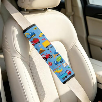 2 Pcs Seat Belt Cover for Kids, Soft Car Seat Strap Pads for Children, Trucks and Vehicles Cars Seat Belt Cushion Pads for Boys and Girls Babies Adults - color: Vehicle