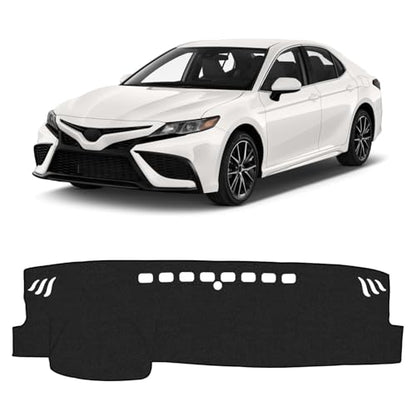 KUST Black Dash Cover for Toyota Camry 2018-2022 2023 2024 (L, LE, SE, XLE, XSE, XLE V6, XSE V6) (Without HUD) Polyester Dashboard Cover Non-Slip Interior Accessories for Camry No Glare - size: For Camry 18-24