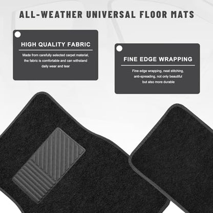 Sun Walker 4 PCS Car Floor Mats, Waterproof Anti-Slip Front & Rear Car Carpets with Driver Heel Pad, All Weather Floor Protective Pads Universal for SUVs Trucks Sedans Vans (Black) - color: Black