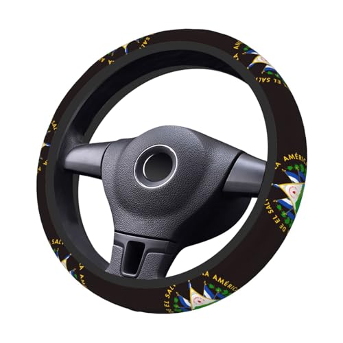 Flag of El Salvador Steering Wheel Covers,Anti Slip Sweat Absorption Elasticity Car Accessories Steering Wheel Protector Universal 15 Inch for SUV Sedan Vans Trucks - color: 13