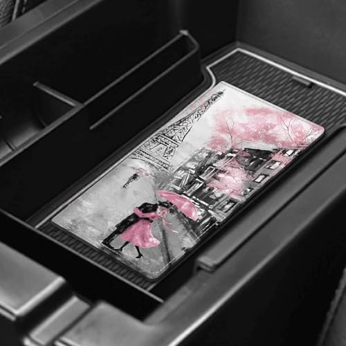 Leather Car Registration and Insurance Card Holder, Cute Car Accessories Vehicle Glove Box Car Organizer for Documents, Cards, License Paris Street Pink Floral - color: Paris Street Pink Floral