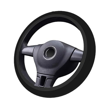 Elastic Stretch Steering Wheel Cover,Warm in Winter and Cool in Summer, Car Universal 15 inch, Microfiber Breathable Ice Silk, Anti-Slip, Odorless, Easy Carry,Black - color: Black