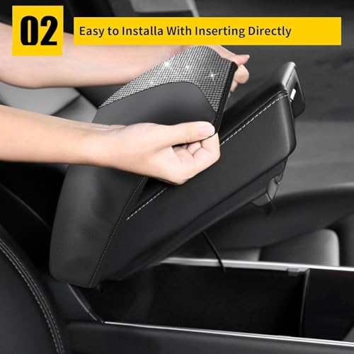 Bling Crystal Diamond Console Covers for 2011-2019 Ford Explorer Leather Armrest Covers - color: Bling