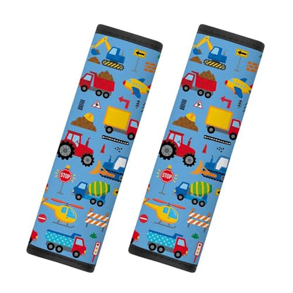 2 Pcs Seat Belt Cover for Kids, Soft Car Seat Strap Pads for Children, Trucks and Vehicles Cars Seat Belt Cushion Pads for Boys and Girls Babies Adults - color: Vehicle