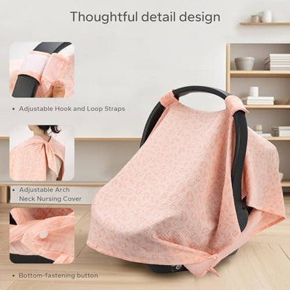 SERAPHY 2-in-1 Muslin Baby Car Seat Cover & Nursing Cover, Soft Lightweight Breastfeeding Cover for Boys and Girls,Breathable Canopy for Infant Carseat & Stroller for Summer—Love - color: love