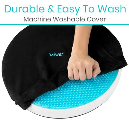 Vive Swivel Car Seat Cushion for Handicapped & Elderly Assistance - 360 Large Round Rotating Chair Pad with Memory Foam (Black)