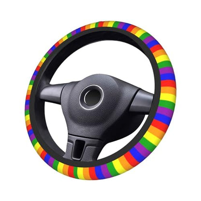 Rainbow Gay Steering Wheel Covers lesbianism Progress Pride Flag Non Slip Neoprene Steering Wheel Protector Covers Universal 15 inch for Women/Men Universal Gay Car Steering Wheel Cover - color: Gay