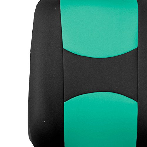 FH Group Car Seat Covers Front Set in Cloth - Car Seat Covers for Low Back Car Seats with Removable Headrest,Universal Fit,Automotive Seat Covers,Washable Car Seat Cover for SUV,Sedan,Van Mint - color: Mint, style: Seat Cover Front Set