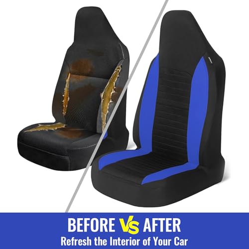 AUTOYOUTH Car Seat Covers - Bucket Seat Cover Seat Achieve The Perfect Combination of Style and Protection with Universal Fit Seat Covers for Sedan, Truck, SUV(Black Blue)… - color: Black & Blue