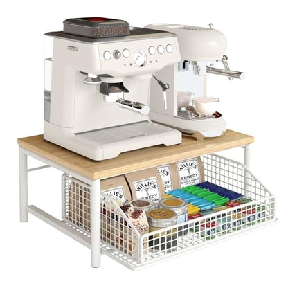 Funecy Coffee Pod Drawer,Coffee Machine Storage Rack,Home Kitchen Counter Coffee Bar Organizer,Storage Basket Drawer (White) - color: White