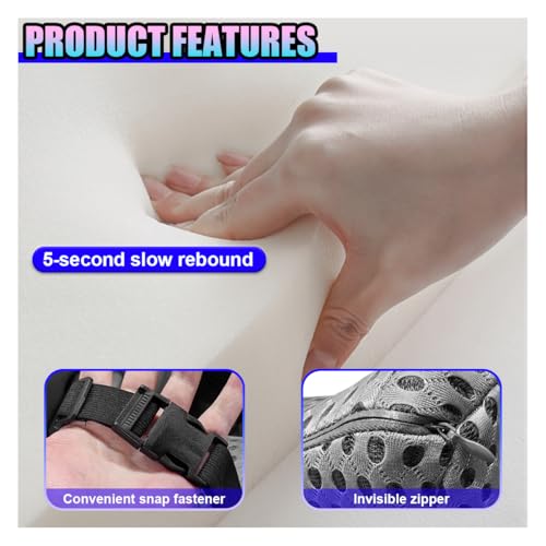 Ergonomic Memory Foam Car Neck Pillow with Adjustable Strap & Machine-Washable Cover - Long-Lasting Support for Long Drives & Office Uses(Darkgray)
