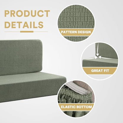 H.VERSAILTEX 100% Waterproof RV Dinette Cushion Covers Stretch Camper Cushion Slipcovers Anti-Slip Washable Seat Covers for Travel Trailer Crizzle Pattern (1 Backrest Cover & 1 Bench Cover, Seagrass) - color: Seagrass, size: 1 Set