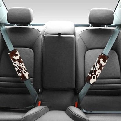 Dreaweet Seat Belt Cover Pad Brown Cow Print Car Accessories Seatbelt Covers for Women 2 Pack Car Seat Belt Cover Soft Comfortable Seat Belt Cushion Shoulder Strap Pad Universal Fit - color: Brown Cow Print