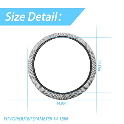 Elastic Stretch Steering Wheel Cover, Universal 15 Inch Car Steering Wheel Cover, Microfiber Breathable Ice Silk, Anti-Slip, Odorless, Easy Carry, Warm in Winter and Cool in Summer (Gray) - color: Gray