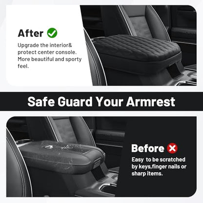 Autorder Center Console Cover for GMC Sierra/Chevy Silverado 1500 2019-2026 Accessories Armrest Cushion Cover Leather Middle Console Pad Armrest Pad Anti-Scratch(Bucket Seat Only) - size: 19-26 Chevy Silverado Wavy Texture