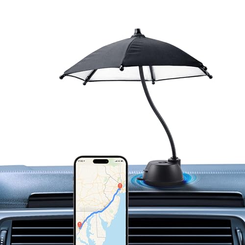 OUTXE Car Phone Umbrella for Sun, Suction Cup Phone Umbrella for iPhone/Android, 360°Adjustable Cellphone Sun Shade for Car Dashboard, Vent