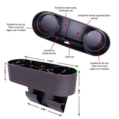 Car Seat Organizer Cup Drink Holders,Multifunctional Gap Filler Storage Box,Insert Organization Helps Reduce Distracted Driving&Holds Phone Mount Mug Bottle Cellphones Coasters Wallet Cards (Black) - color: UGBD-Black