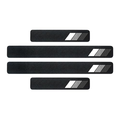 ZIMISI 4PCS Tri-Color Door Sill Protectors, Anti-Scratch Carbon Fiber Entry Step Guard Sticker, Universal Car Front/Rear Door Threshold Protection Stripe for Most Vehicles (Black) - color: Black