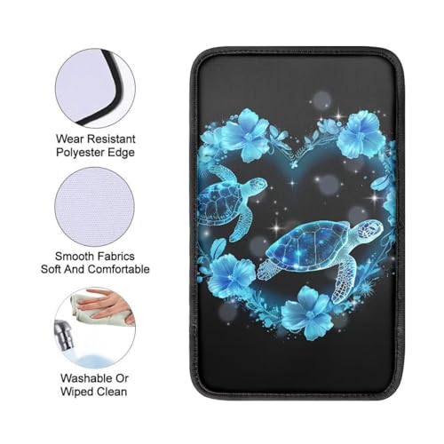 UNICEU Sea Turtle Auto Center Console Cover Pad Universal Fit for SUV Truck Cars Armrest Seat Box for Men Women - color: Sea Turtle