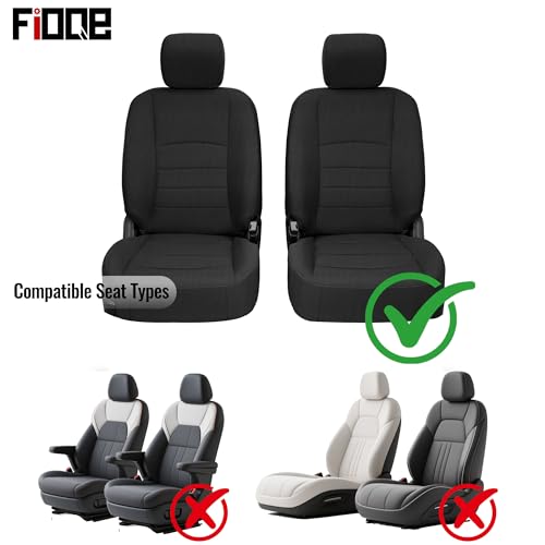 Front Heavy-Duty High-Density Composite Fabric Seat Covers for Dodge Ram 1500 (2009-2018) & 2500 (2010-2018), Waterproof & Foam Padded, Easy to Install & Clean - Black - size: Front