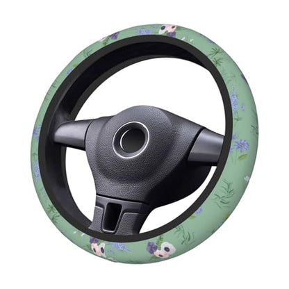 Sage Green Floral Plant Car Steering Wheel Cover - color: Sage Green Floral Plant