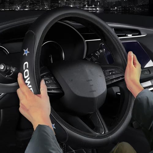 Sports Leather Steering Wheel Cover for Sports Fans Car Accessories, Universal Size fit for 14-15 Inch All Vehicle Steering Wheel Cover (B) - color: B