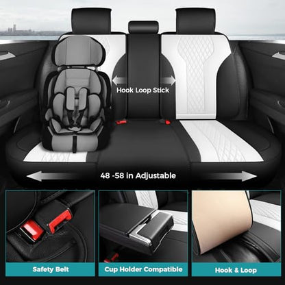 Leather Car Seat Covers Full Set, Breathable Faux Leather Seat Covers for Cars SUV Sedan Waterproof Blackwhite - color: Blackwhite