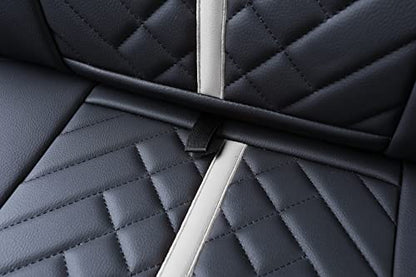 Tacoma Truck Rear Seat Covers 2005-2024 2025 2026 Access Double Cab TRD Sport Offroad Limited SR5 V6 Back Car Cushions with Waterproof Faux Leather(Rear Seat/Black-White) - color: Rear Seat/Black-White