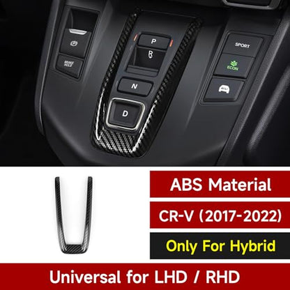 Hybrid Center Gear Shift Panel Decals for Honda CRV 2017 2018 2019 2020 2021 2022 Accessories CR-V ABS Carbon Fiber Interior Stickers, Black - color: Hybrid Center Gear Shift, Black