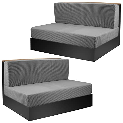 Tlswshsy RV Dinette Cushions Covers- RV Stretch Sofa Seat Slipcovers -Washable Loveseat Sofa Furniture Protector for RV Camper Car Bench (Grey 2 Backrest Covers & 2 Bench Covers) - color: Grey