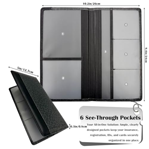 Car Registration and Insurance Holder with Magnetic Closure, Universal Document Organizer for License, Insurance Cards & Glove Box Storage (Leopard-Black) - color: Leopard-Black