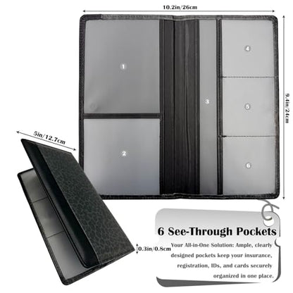 Car Registration and Insurance Holder with Magnetic Closure, Universal Document Organizer for License, Insurance Cards & Glove Box Storage (Leopard-Black) - color: Leopard-Black