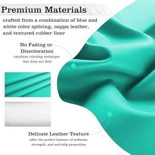 Car Leather Steering Wheel Cover - Panapi Material, Universal 14.5-15 Inch Leather Anti-Slip Breathable Auto Steering Wheel Covers for Men Women (Nappa Leather - Blue & White) - color: Nappa Leather - Blue & White